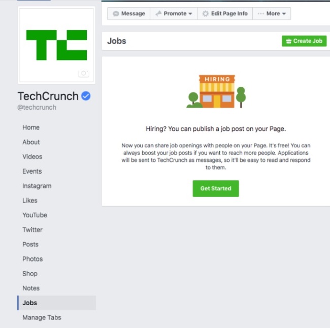 Facebook Testing Jobs Tab on Pages
