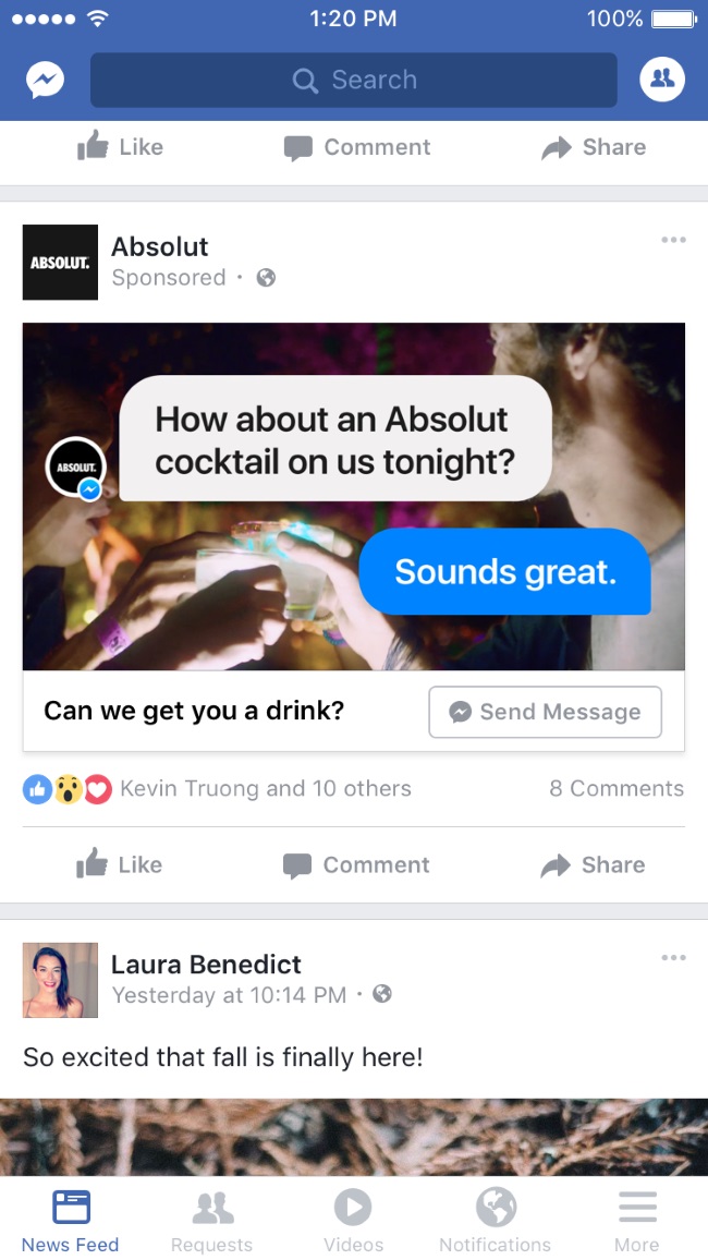 Messenger Platform v1.3: News Feed Ads Launch Messenger Conversations; Sponsored Messages Debut